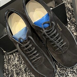 Paul Smith Black Suede Sneakers with Blue Tongue